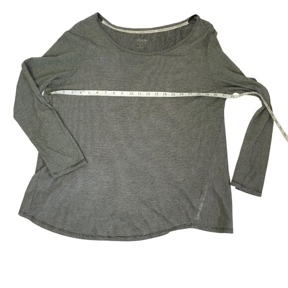 CALVIN KLEIN Women XL Stripe Long Sleeve Performance Top Athleisure Gray Shirt - Picture 6 of 9